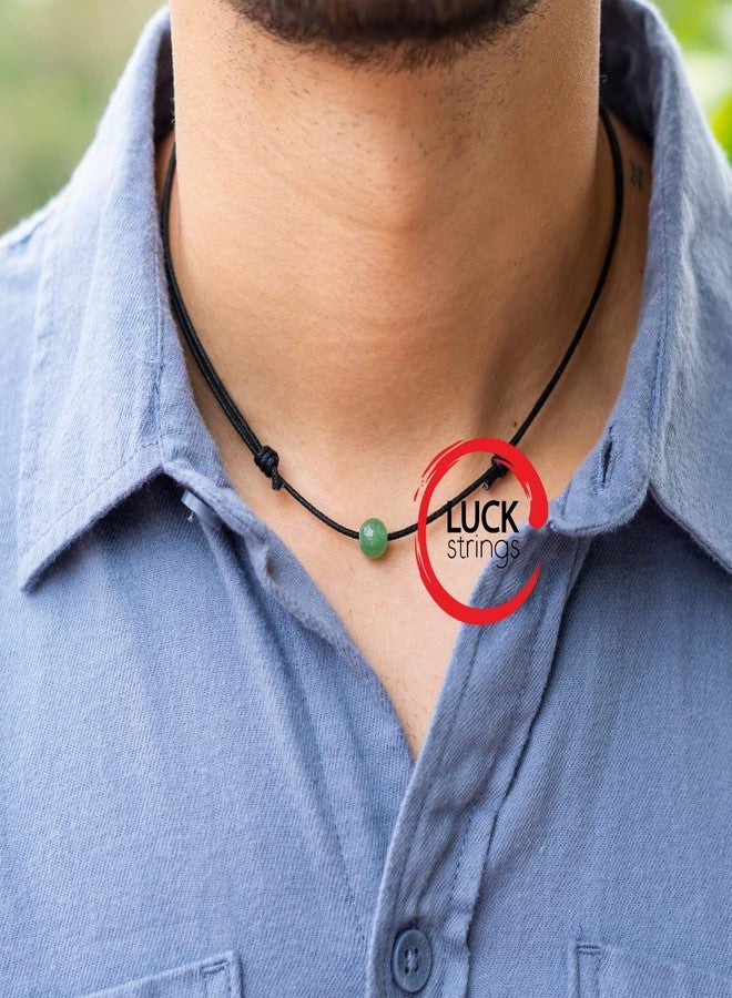 Luck Strings قلادة "لوك سترينغز" المزينة بالخرز للرجال والنساء - قلادة بسيطة، أنيقة، خفيفة الوزن وقابلة للتعديل (أفينتورين أخضر) - Image 3
